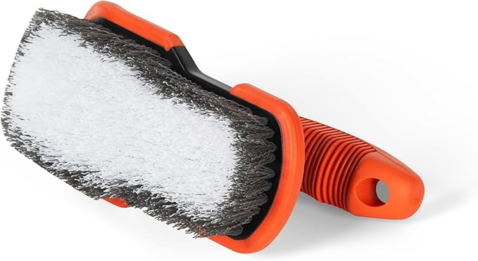 DecorRack 2 Pack Cleaning Brush, Heavy-Duty Scrub Brush with Ergonomic Handle for Floors, Tiles, Bathtubs, Grout, Decks, and Outdoor Surfaces (Orange, 2 Pack)