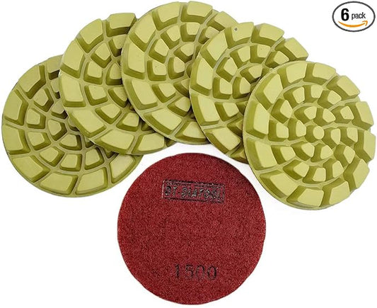 DT-DIATOOL Diamond Floor Polishing Pads Resin Bond Terrazzo Floor Diameter 4 Inch Grit 1500 Pack of 6