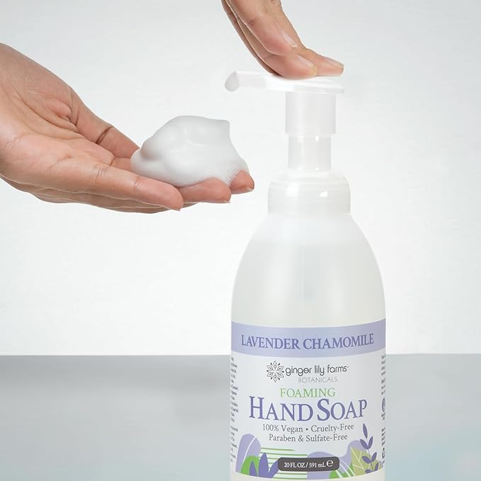 Ginger Lily Farms Botanicals All-Purpose Foaming Hand Soap Refill, 100% Vegan & Cruelty-Free, Lavender Chamomile Scent, 20 Fl Oz (Pack of 8)