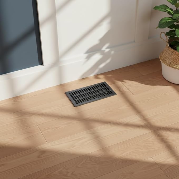 Empire Register Co, Vent Cover - 6x12 inch, Modern Contemporary Design, Textured Black Finish, Heavy Duty Floor Vent Covers, Metal Damper Attached Vent Covers for Home Floor only
