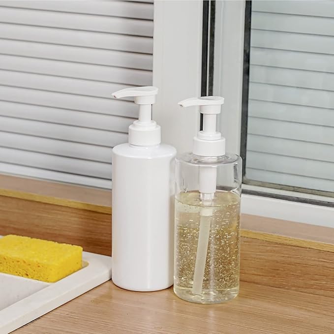 Hand Soap Dispenser Plastic Pump Bottles with Waterproof Label for Bathroom Kitchen, Empty Refillable Liquid Container, 20 oz Clear 2 Pack