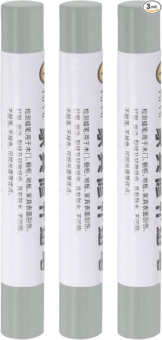 uxcell Furniture Repair Crayons, 3Pcs - Wood Wax Filler Stick, Furniture Markers Touch Up - for Scratches Holes Tables Desks Wooden Floors Cover Ups, Cold Gray