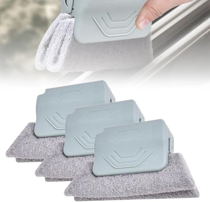 Magic Window Track Cleaner, 2025 Upgraded Handheld Cleaning Brush Set, for Window Slides Grooves, Tile Grout Lines, Shutter Slats, Car AC Vents & Narrow Gaps (Grey 3PCS)