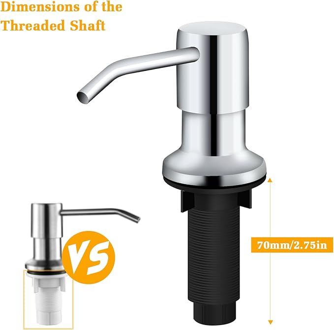 Soap Dispenser for Kitchen Sink, Built in Sink Soap Dispenser Lotion Dispenser with 17 OZ Bottle, Refill from The Top Bar Sink Soap Dispenser, Chrome