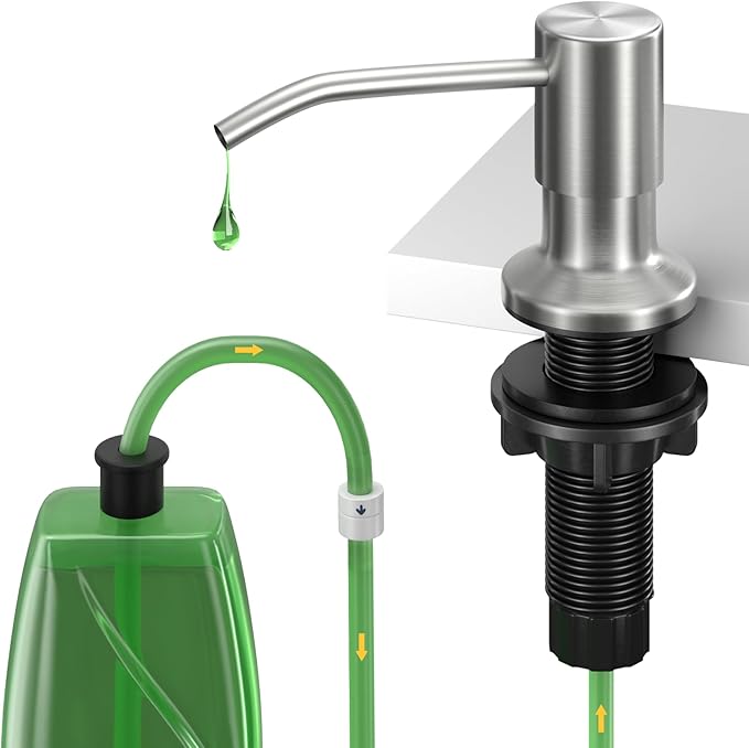 Kitchen Sink Soap Dispenser, Built in SoapDispenser, 47" Extension Tube kit, Counter Lotion Dispenser Pump, No Need More Refills (Brushed Nickel)