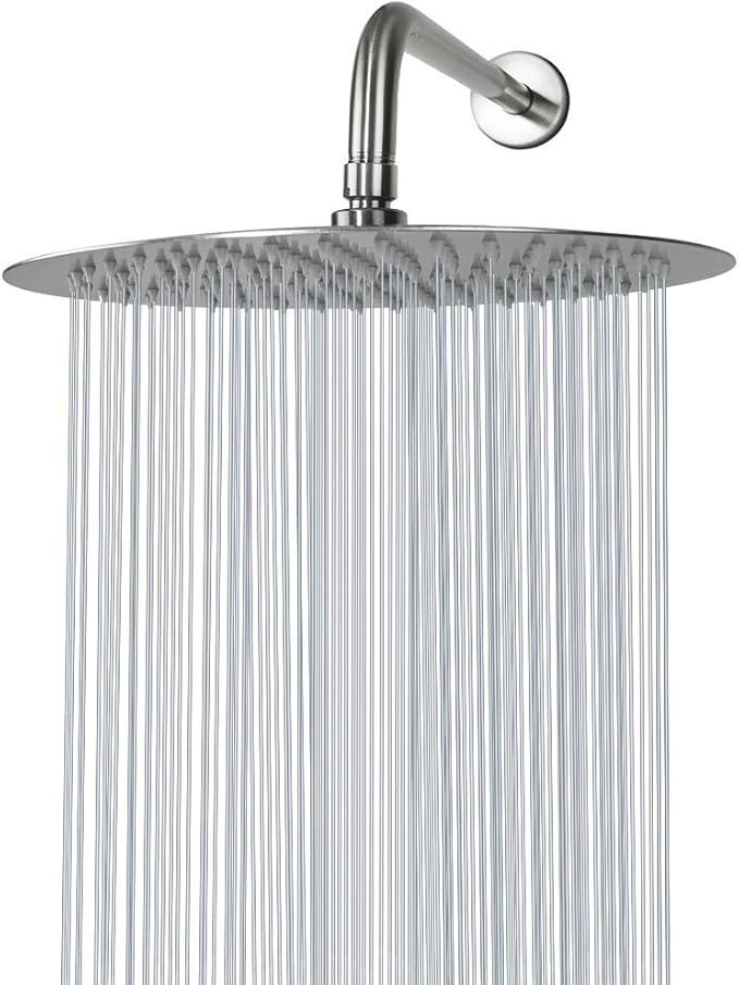 NearMoon Rain Shower Head, Ultra-Thin Design-Pressure Boosting, Awesome Some Experience, High Flow Stainless Steel Rainfall Head (12 Inch, Brushed Nickel)