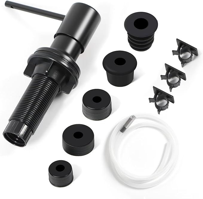 Soap Dispenser for Kitchen Sink, Matte Black Built in Soap Dispensers, Stainless Steel Sink Soap Dispenser or Lotion Dispenser Pump with 47" Extension Tube Kit, Upgraded Metal Check Valve
