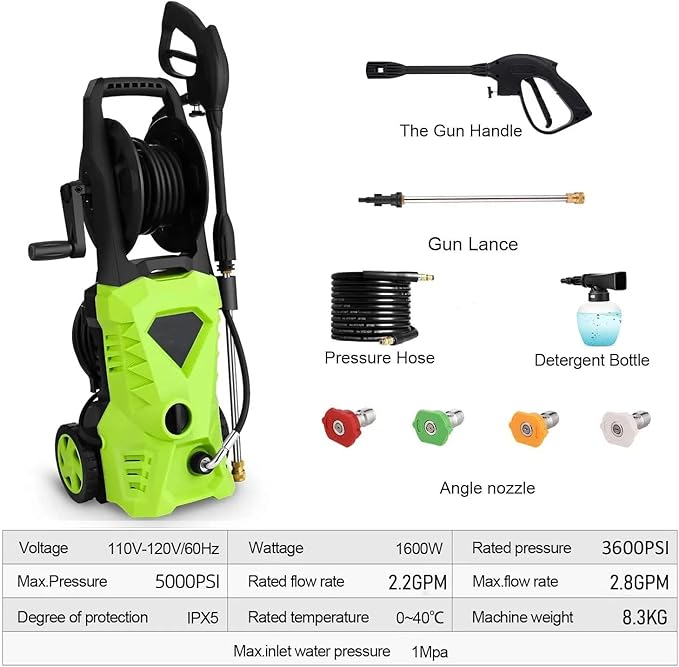 5000PSI Electric Pressure Washer 2026 2.8GPM High Power Washer with 4 Pressure Nozzle and Soap Bottle for Home, Car Washing, Fence Cleaning, Patio (Blue)
