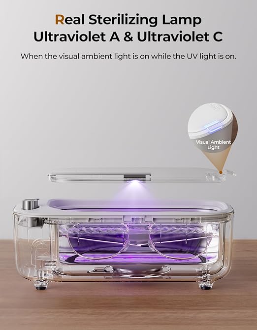 Ultrasonic Jewelry Cleaner with UV – 47kHz Professional Ultrasonic Cleaner Machine with 4 Cleaning Modes for Jewelry, Eyeglasses, Watch Strap, Dentures, Retainers & More – White