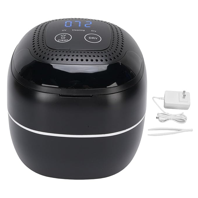 YUYTE Jewelry Cleaner Machine, 45KHz Ultrasonic Cleaner with Flip Top Lid 304 Stainless Steel Inner for Jewelry Glasses Watches, 180ml (US Plug)