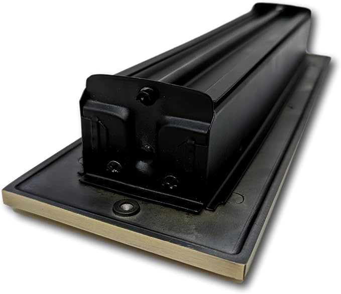 Madelyn Carter 2 x 10 Cast Aluminum Linear Vent Cover with Damper - Antique Brass (Overall: 3.75 x 11.5) | Floor Register - Wall Register