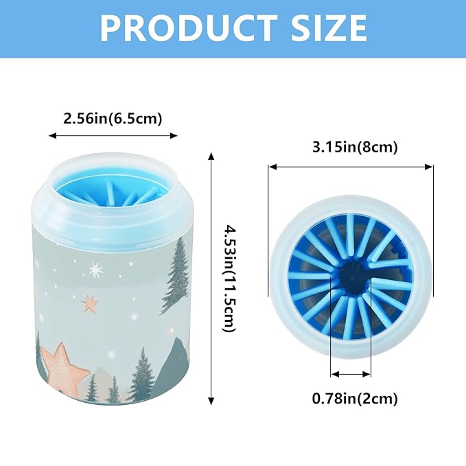 Dog Paw Cleaner Cups for Dogs Pet Foot Washer Paw Scrubber for Medium Small Dogs Cats Cleaning Cup Nature Trees and Stars