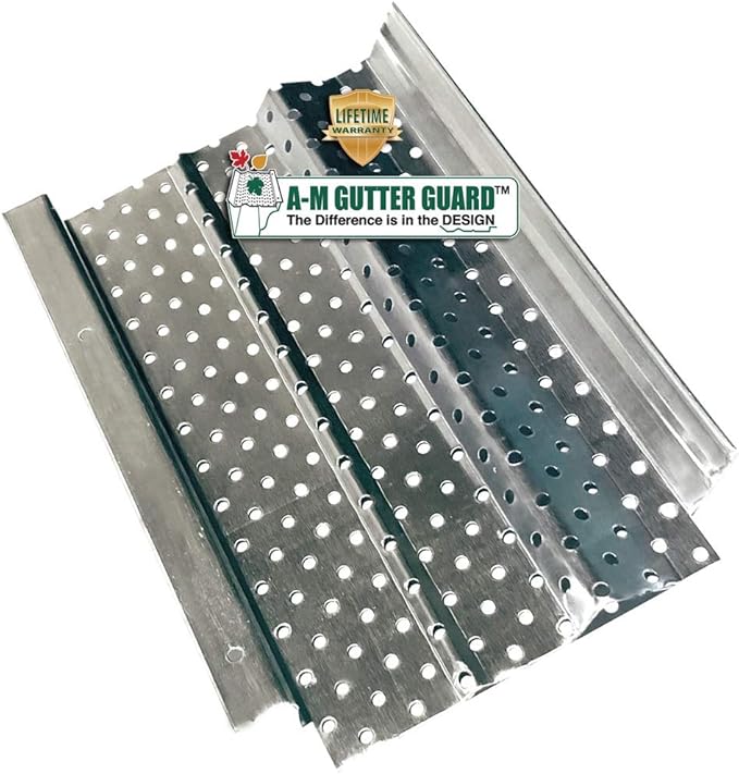 A-M Gutter Guard – Premium Heavy-Duty Lifetime Quality Aluminum - Leaf & Debris Protection for 5″ & 6″ Gutters, Mill Finish, Sample Pack (7" in Length, Mill Finish) DIY-Easy - Made in The USA