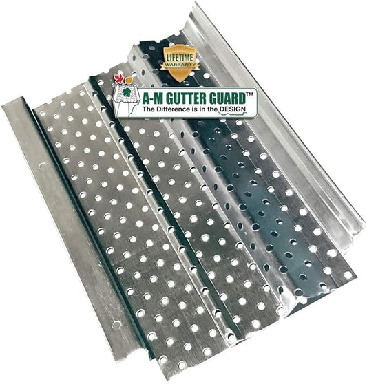 A-M Gutter Guard – Premium Heavy-Duty Lifetime Quality Aluminum - Leaf & Debris Protection for 5″ & 6″ Gutters, Mill Finish, Sample Pack (7" in Length, Mill Finish) DIY-Easy - Made in The USA
