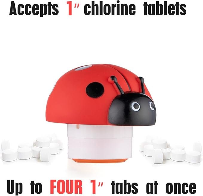 XY-WQ Ladybug Chlorine Floater for 1" Tab ONLY, Mini Floating Pool Chlorine Dispenser