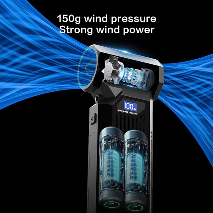 Compressed Air Duster, 110000RPM Electric Jet Blower, 4-Gear Adjustable with LED Display & Light, Cordless Reusable Air Duster for Computer, Keyboard, Car Detailing & Outdoor