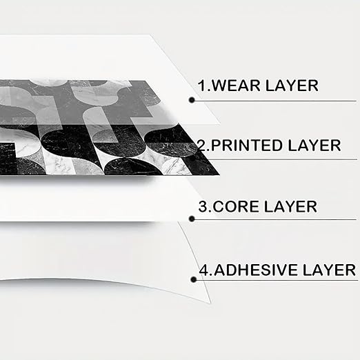Nuxovilar Matte Black White Grey Peel and Vinyl Flooring10-Pack, Stick Floor Tile, 12x12 inch Self Adhesive Waterproof Flooring Wood Planks for Kitchen,Bedrooms
