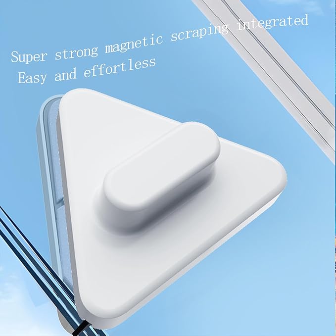 Windshield Magnetic Car Window Cleaner,Magnetic Windshield Cleaner Tool, Double-Sided Window Cleaner Glass Wiper, Triangle Shape, White(Glass 3-10mm)