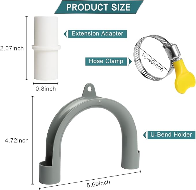 Washing Machine Drain Hose, 13 Feet Flexible Dishwasher Hose Extension Kit, Universal Washer Drain Hose, W/ 1 Hose 4 Clamps-Bend Holder