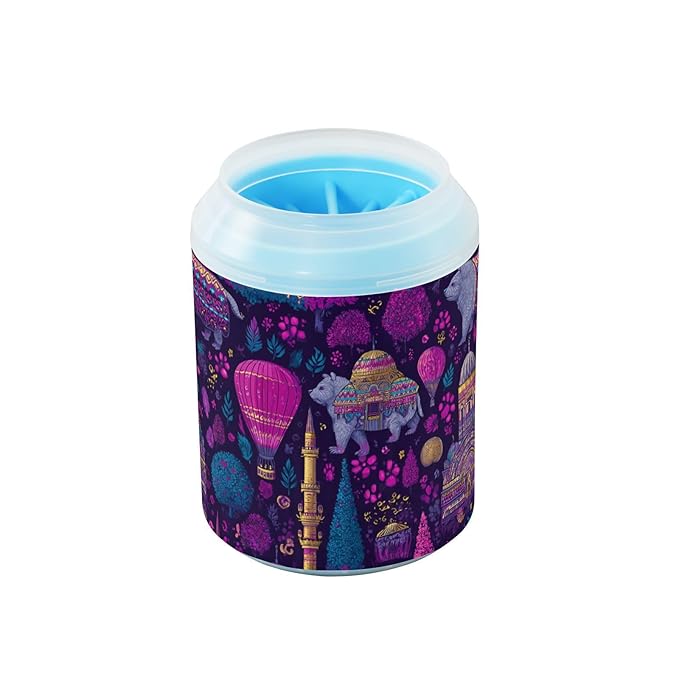 Dog Paw Cleaner Cups for Dogs Pet Foot Washer Paw Scrubber for Medium Small Large Dogs Cats Cleaning Cup Purple Animals Footprints