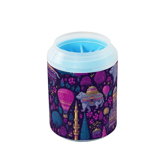 Dog Paw Cleaner Cups for Dogs Pet Foot Washer Paw Scrubber for Medium Small Large Dogs Cats Cleaning Cup Purple Animals Footprints