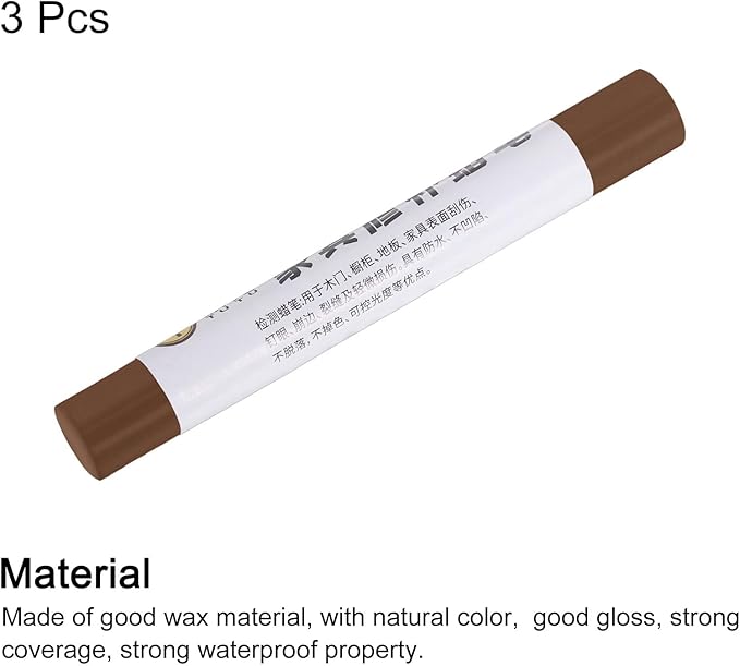 uxcell Furniture Repair Crayons, 3Pcs - Wood Wax Filler Stick, Furniture Markers Touch Up - for Scratches Holes Tables Desks Wooden Floors Cover Ups, American Walnut Brown