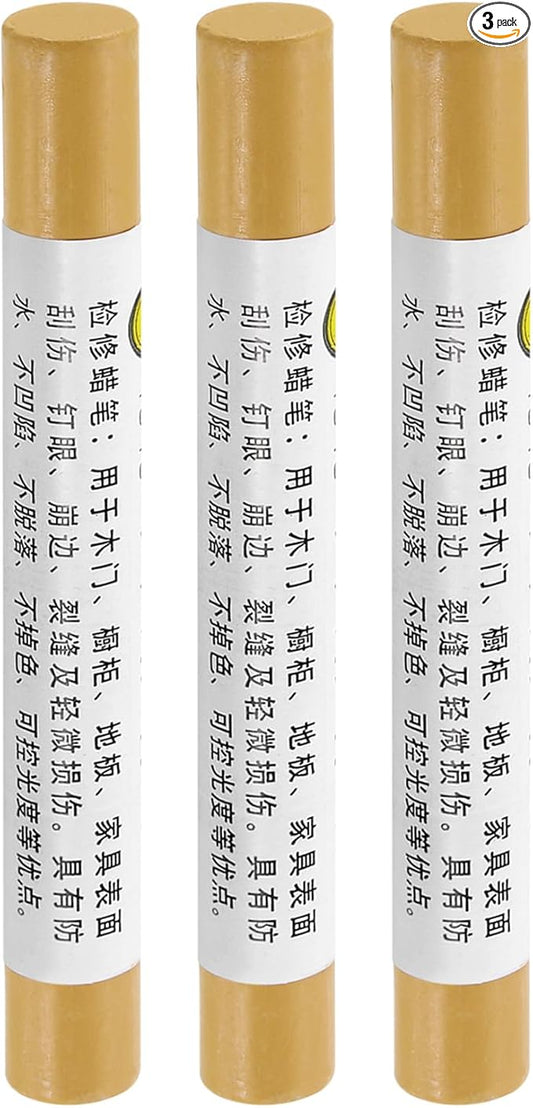 uxcell Furniture Repair Crayons, 3Pcs - Wood Wax Filler Stick, Furniture Markers Touch Up - for Scratches Holes Tables Desks Wooden Floors Cover Ups, Golden Oak
