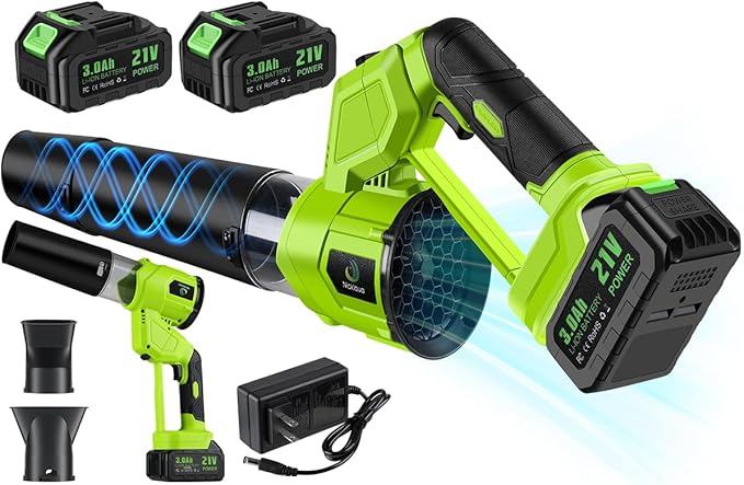 Cordless Leaf Blower,Rechargeable Leaf Blower,21V Cordless Electric Blower with 2 Batteries & Charger,4 Speed Modes, Rotable Handle Design, for Patio Cleaning,Yard, Blowing Leaves,Dust or Snow