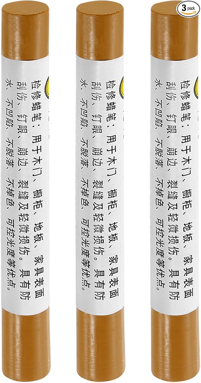 uxcell Furniture Repair Crayons, 3Pcs - Wood Wax Filler Stick, Furniture Markers Touch Up - for Scratches Holes Tables Desks Wooden Floors Cover Ups, Yellow Pear Wood