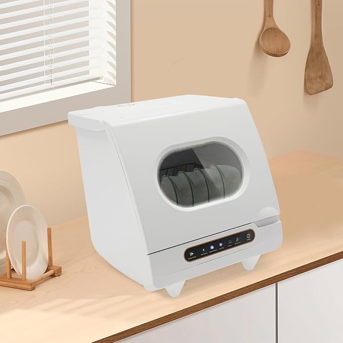Countertop Dishwasher - Portable Compact with 5 Wash Programs, Tap or Manual Fill for Apartments/RVs/Dorms (White)