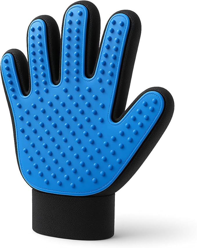 Pet Grooming Gloves for Dogs & Cats – Gentle Hair Remover, Deshedding Bath Mitt, 2-in-1 Brush & Massage, Waterproof & Washable, Blue (1 Pair)
