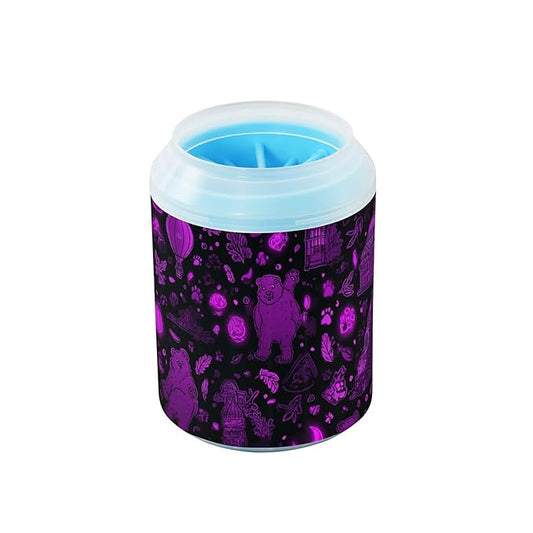 Dog Paw Cleaner Cups for Dogs Pet Foot Washer Paw Scrubber for Medium Small Large Dogs Cats Cleaning Cup Purple Bears Balloons Plants
