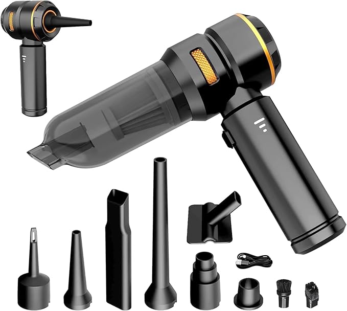 Handheld Cordless Vacuum,Car Vacuum Cleaner,4-in-1 22000PA High Power Portable Rechargeable Vacuum Cleaner with Brushless Motor, Small Handheld Vacuum & Air Blower & Pump-Black