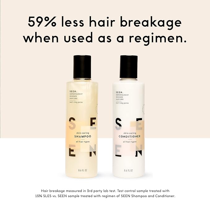 SEEN Shampoo Eco-Refill, Secented - Non-Comedogenic Hair Shampoo- Dermatologist-Developed - Safe for Sensitive, Eczema & Acne Prone Skin