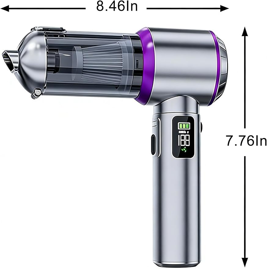 Car Vacuum Portable Cordless,16000Pa Suction Power Handheld Vacuum for Car,Home,Office,Pet Hair Cleaning,with Washable Filter and Replaceable Nozzle, Type-C Charging