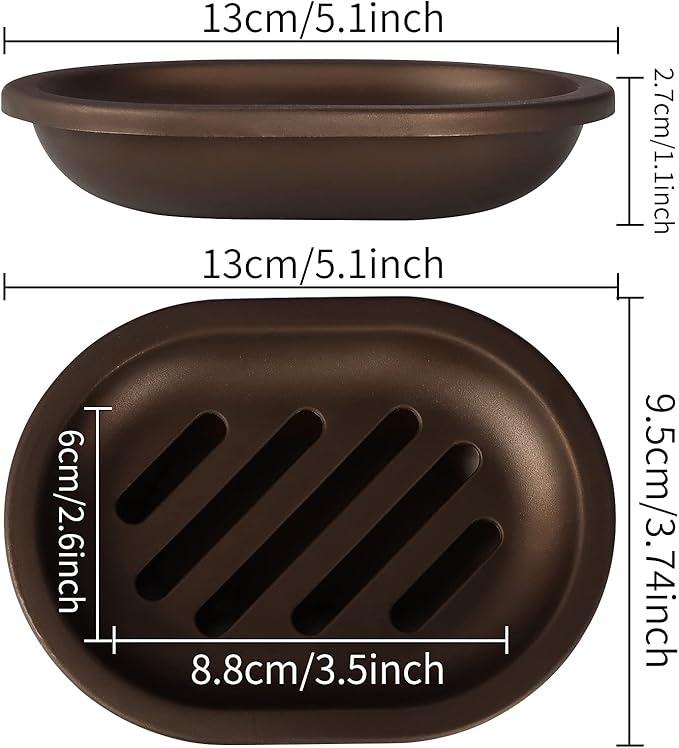 Topsky 2 Pcs Soap Dish for Shower, Double Layer Draining Soap Box with Drip Tray, Plastic - Bronze