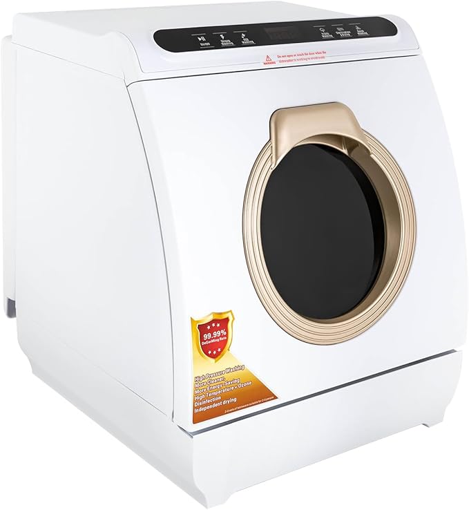 Countertop Dishwasher, Portable Dishwasher with 7L Built-in Water Tank, 5 Programs,360° Dual Spray, 161℉ Steam& PTC Thermal Drying, Mini Dishwasher for Apartments& RVs