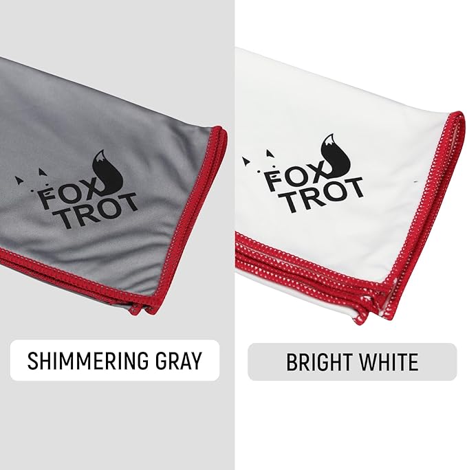 Fox Trot Large Microfiber Polishing Cloths (2 Pack White | Gray) | Streak Free, Lint Free Shine and Clarity for Wine Glasses, Stemware and More