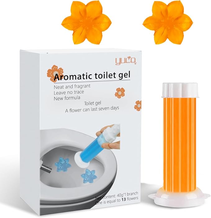 YUCO Toilet Gel Stamps Floral Shaped Toilet Bowl Cleaner Gel, Helps to Clean the Toilet, Preventing Urine Stains and Limescale Keeping it Fresh and Clean(Pack of 1,Orange Blossom)