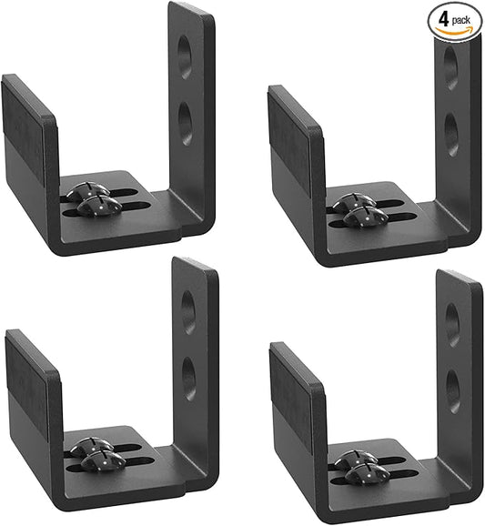 EaseLife Sliding Barn Door Bottom Floor Guide,U Shape,Flexible Adjustable Fit Distance,Flush Flat Bottom Design,Wall Mount System,for Door & Cabinet,Black,4 Pack