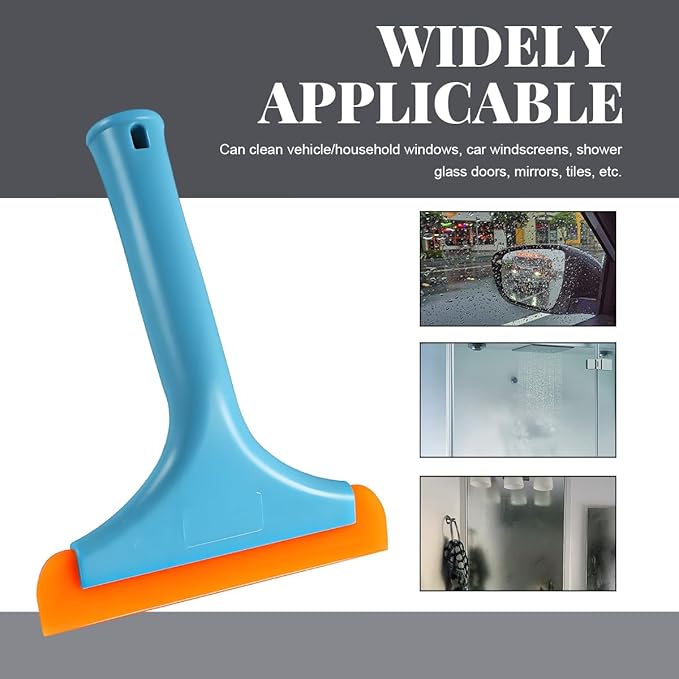 Small Silicone Window Squeegee, Car Windshield Silicone Squeegee, Auto Windshield Water Blade Scraper with 5.9 Inch Blade and Non-Slip Handle for Window, Mirror, Glass Door (Blue)