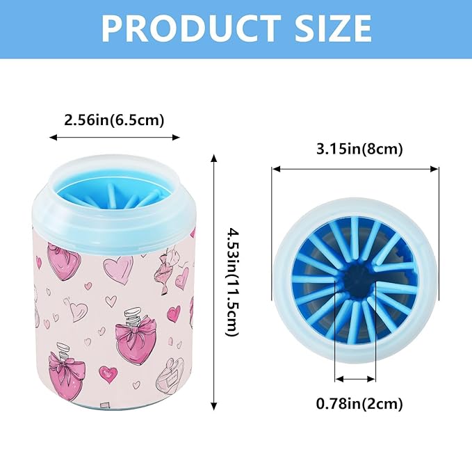 Dog Paw Cleaner Cups for Dogs Pet Foot Washer Paw Scrubber for Small Medium Large Dogs Cats Cleaning Cup Pink Heart-shaped Perfume Bottles