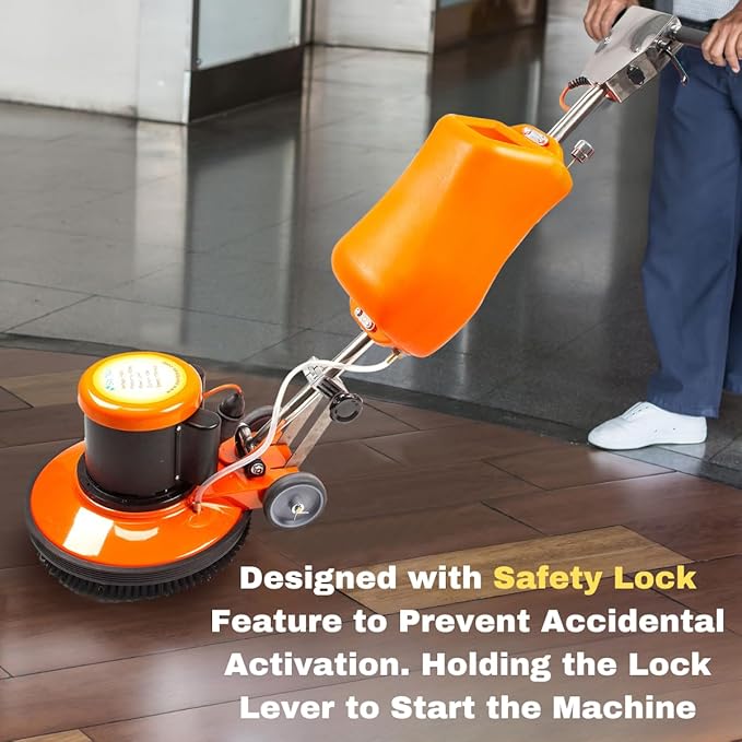 17" Floor Buffer Scrubber Polisher Machine with 3.4 Gallon Tank, 2.0 HP, 175 RPM, Industrial and Commercial Professional Use