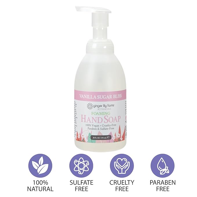 Ginger Lily Farms Botanicals All-Purpose Foaming Hand Soap Refill, 100% Vegan & Cruelty-Free, Vanilla Sugar Bliss Scent, 20 Fl Oz (Pack of 8)