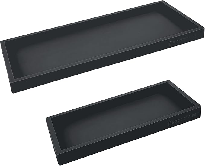 Countertop and Vanity Tray - 2 PC (11” and 7”) Shatterproof Silicone Kitchen and Bathroom Trays for Counter, Kitchen Soap Dispenser Tray, Vanity Trays for Bathroom, Perfume Key Tray