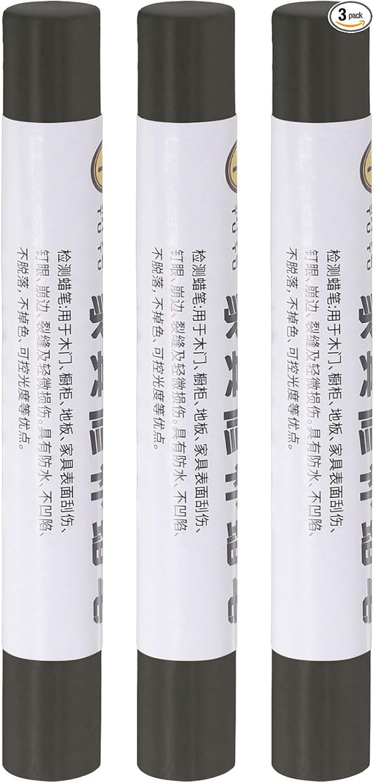 uxcell Furniture Repair Crayons, 3Pcs - Wood Wax Filler Stick, Furniture Markers Touch Up - for Scratches Holes Tables Desks Wooden Floors Cover Ups, Olive Black