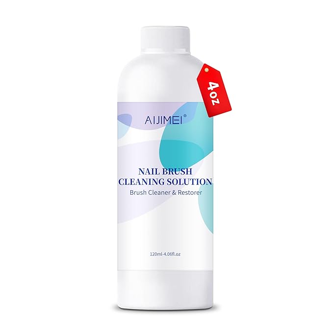 Aijimei Nail Brush Cleaner Restorer Solution Acrylic Nail Brush Cleaner Quickly Clean for Acrylic Nail Brushes, Glitter Gel Nail polish Brushes, Builder Hard Gel Brush (120ML-4.2FL.OZ)