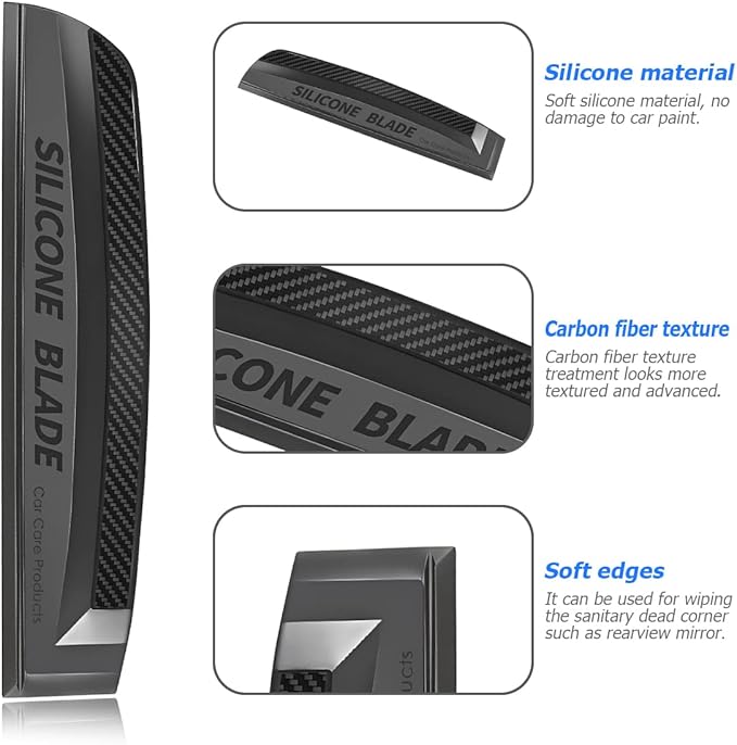 Car Window Squeegee, Soft Silicone Blade for Cleaning Water, Professional One-Piece Auto Glass Water Wiper, 11.8 Inches Water Scraper Cleaner for Shower Doors Mirror, Home Drying Use