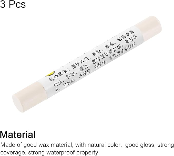 uxcell Furniture Repair Crayons, 3Pcs - Wood Wax Filler Stick, Furniture Markers Touch Up - for Scratches Holes Tables Desks Wooden Floors Cover Ups, Milky White