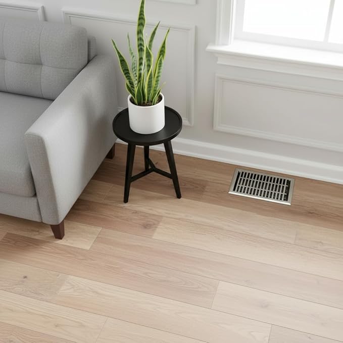 Empire Register Co, Vent Cover - 6x12 inch, Modern Contemporary Design, Brushed Nickel Finish, Heavy Duty Floor Vent Covers, Metal Damper Attached Vent Covers for Home Floor only